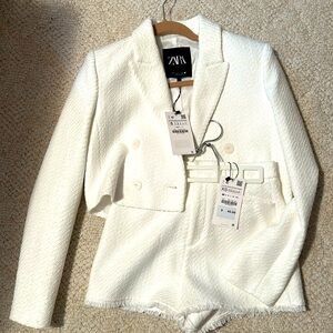 Zara two piece shorts with crop blazer
